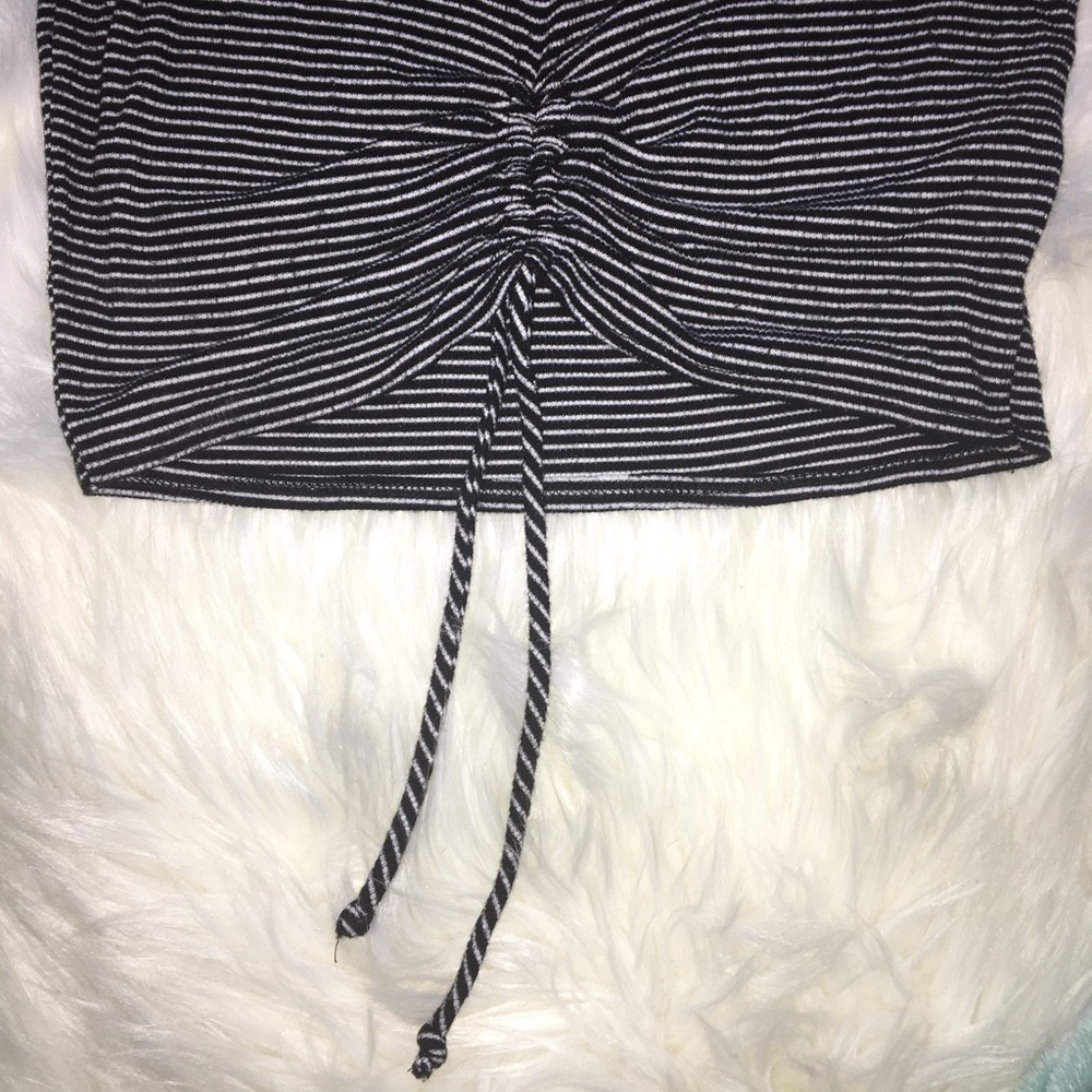 ♥️SOLD F21 Striped, Ruched Drawstring, Crop Top - Picture 6 of 7